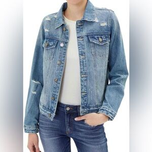 NEW- Kancan Classic Jean Distressed Trucker Jacket Sz-S